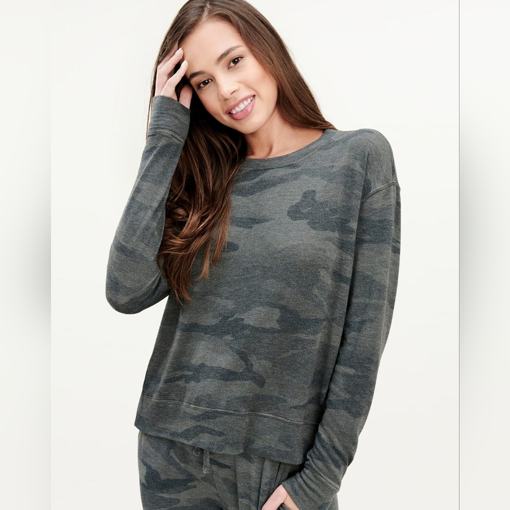 Splendid Supersoft Light blue Camo Pullover Hoodie Size XS NWT
